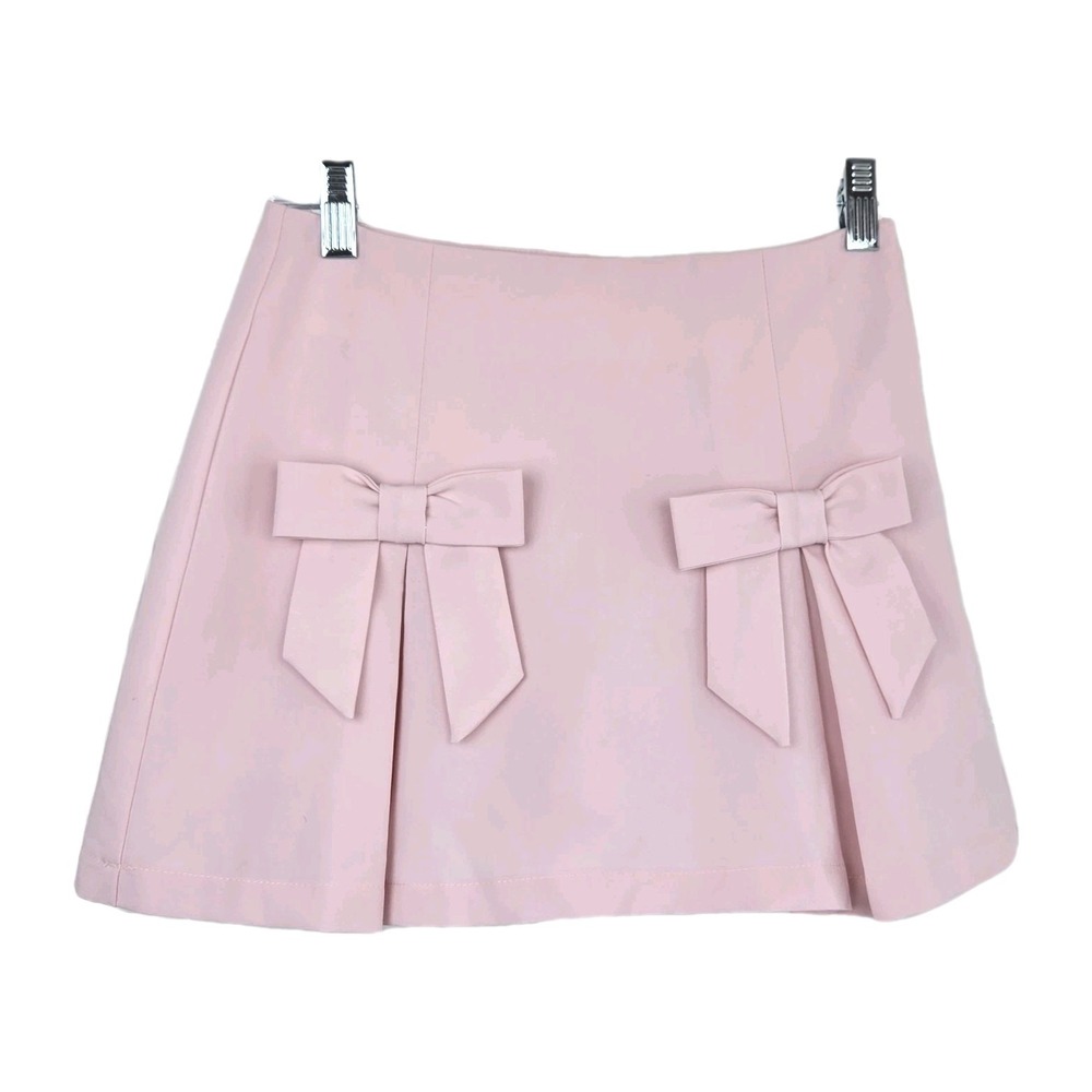 Alter'd State Florence Bow Mini Skort Size XS Pink Coquette Skirt Side Zip